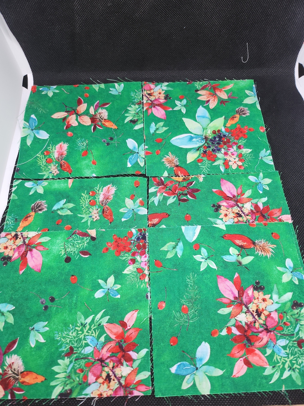 Green Floral Print 4.75 Inch 6 Pcs Fabric Squares Precut